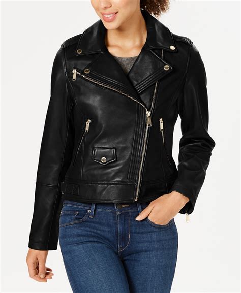 michael kors top coat macy& 39|Michael Kors leather jacket.